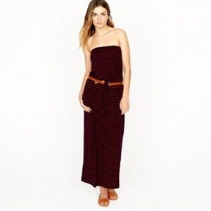 J. Crew Amie Striped Strapless Maxi Dress Navy & Red Size Medium